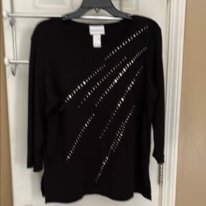 Alfred Dunner Black Blouse with Silver Accents